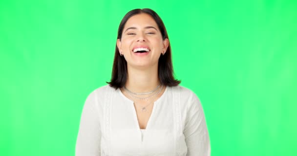Schermo Verde Donna Ridente Faccia Con Sorriso Felicità Fiducia Sullo — Video Stock