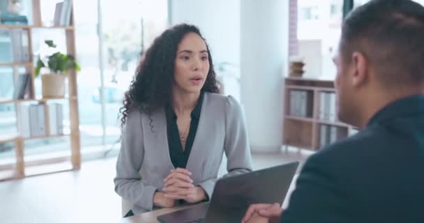 Entrevista Recursos Humanos Uma Reunião Mulher Negócios Com Candidato Durante — Vídeo de Stock
