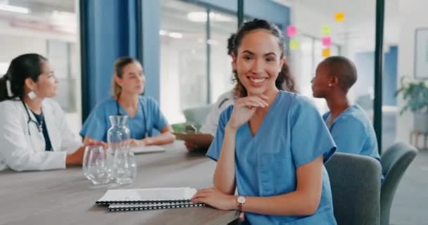 Zdravotní Péče Tvář Žena Schůzi Nemocnice Student Medicíny Nebo Životní — Stock video