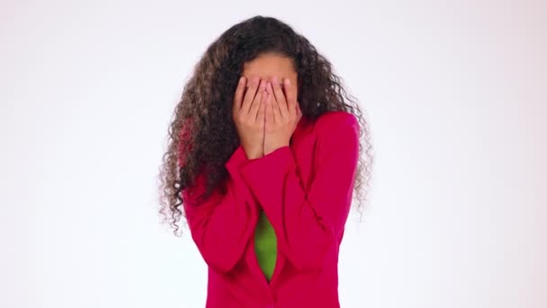 Gezicht Bang Zwarte Vrouw Met Angst Stress Bezorgd Met Dame — Stockvideo