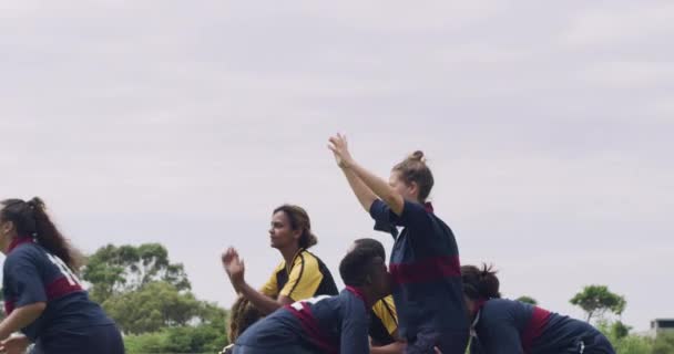 Rugby Fitness Donne Con Palla Esercizio Fisico Allenamento Con Benessere — Video Stock