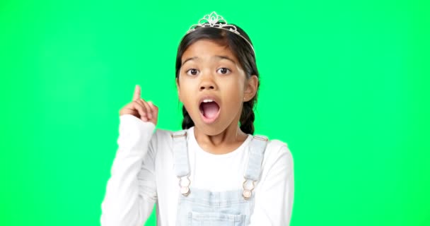 Zelená Obrazovka Nápad Portrét Překvapeného Dítěte Pocit Vzrušení Šťastný Izolovaný — Stock video