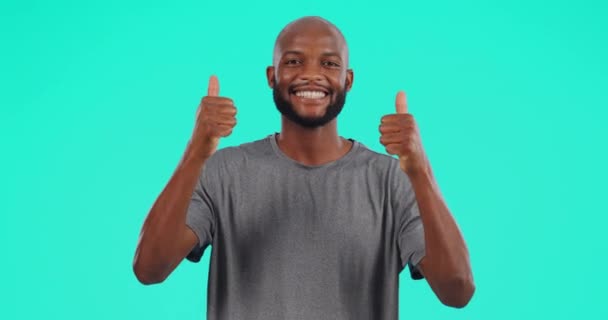 Joyeux Visage Homme Noir Avec Les Pouces Vers Haut Dans — Video