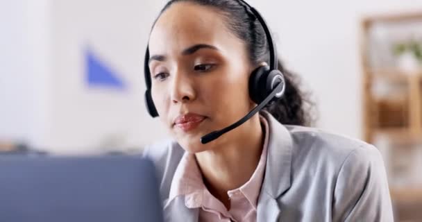 Call Center Moe Vrouw Gefrustreerd Customer Service Consulting Gesprek Uit — Stockvideo