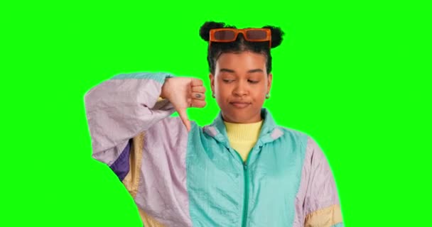 Başparmak Yukarı Baş Parmaklar Aşağı Kadın Yüzü Yeşil Ekran Kararı — Stok video
