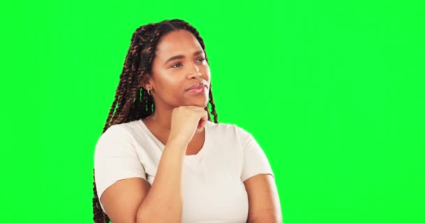 Kadın Düşünme Stüdyo Yeşil Ekranda Gelecek Hedefleri Vizyonu Izole Edilmiş — Stok video