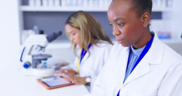 연구소에서의 여성들의 획기적 그리고 실험의 혁신을 의료와 데이터 결과를 과학자 — 비디오