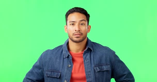 Adamım Portre Yeşil Ekran Mutsuz Kötü Değerlendirme Eleştiri Geri Bildirim — Stok video