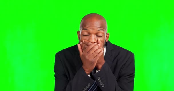 Face Wow Businessman Green Screen Studio Surprise Wtf Reaction Mockup — Stock Video
