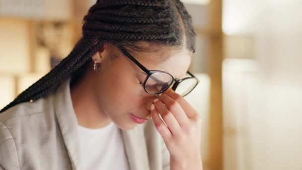 Dolor Cabeza Estrés Dolor Mujer Negocios Con Depresión Riesgo Salud — Vídeos de Stock