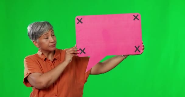 Zielony Ekran Bańka Mowy Znacznik Śledzący Seniora Bez Twarzy Tle — Wideo stockowe