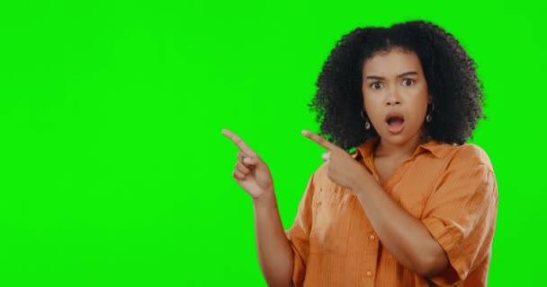 Yeşil Ekran Yüz Sürpriz Kadın Perakende Tanıtım Bilgilerine Wow Marka — Stok video