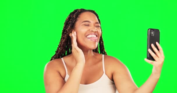 Asszony Vicces Szelfi Zöld Vászon Bőrápoláshoz Öngondoskodó Bőrgyógyászathoz Boldog Női — Stock videók