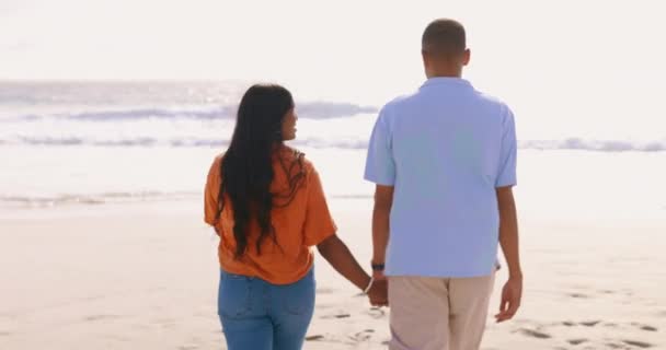 Amar Tomarse Mano Pareja Playa Caminar Vacaciones Verano Para Unión — Vídeo de stock