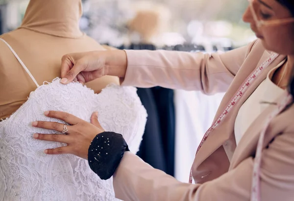 Mode Designer Und Hochzeitskleid Mit Frau Geschäft Für Kreatives Planung — Stockfoto