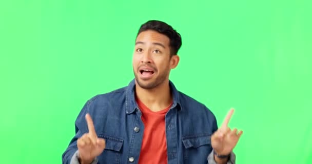 Heyecanlı Dans Yeşil Ekranda Müzik Komedi Tebessümüyle Erkek Portresi Zole — Stok video