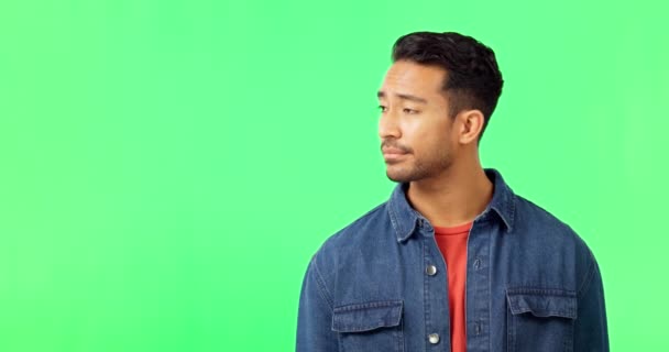 Hombre Retrato Pantalla Verde Sacudiendo Cabeza Infeliz Por Mala Calificación — Vídeos de Stock