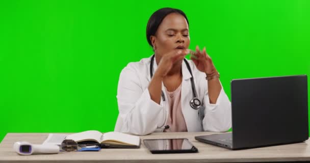 Médecin Ordinateur Portable Maux Tête Stress Par Écran Vert Avec — Video