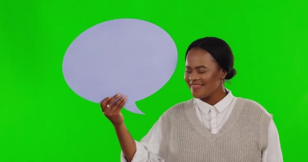 Женщина Смех Речевой Пузырь Зеленом Экране Продвижения Социальных Сетей Рекламного — стоковое видео