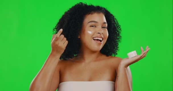 Soins Peau Écran Vert Visage Femme Avec Crème Pour Beauté — Video