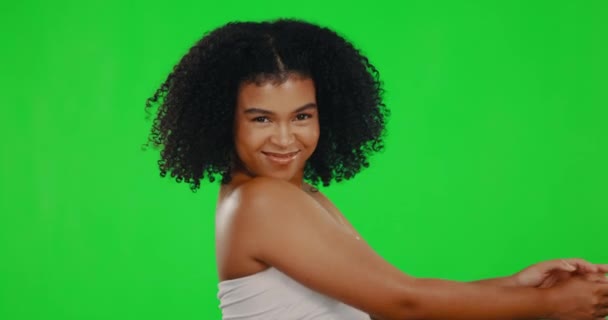 Belleza Cuidado Piel Mujer Estudio Con Pantalla Verde Para Una — Vídeos de Stock