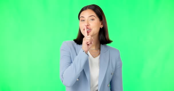 Green Screen Glückliche Frau Und Heimliches Augenzwinkern Finger Auf Lippen — Stockvideo