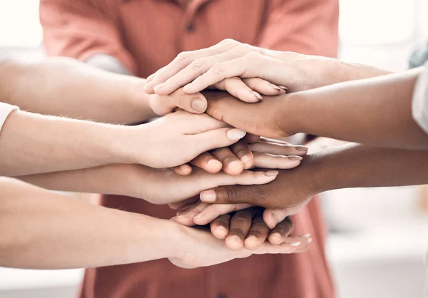 Trabalho Equipe Pilha Mãos Empresários Juntos Para Apoio Confiança Colaboração — Fotografia de Stock