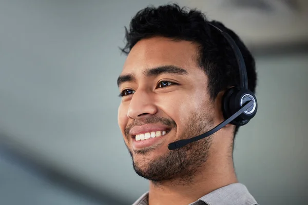 Call Center Smile Business Man Telemarketing Customer Service Office Crm — Stock Photo, Image