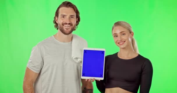 Tela Verde Polegares Para Cima Pessoas Com Uma Adesão Tablet — Vídeo de Stock