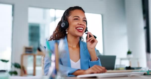 Mujer Negocios Call Center Consultoría Con Auriculares Computadora Para Atención — Vídeos de Stock