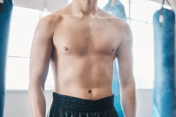 Sport Boxning Och Mage Man Med Muskler Gymmet För Träning — Stockfoto