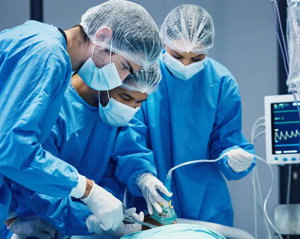 Group Doctors Surgery Healthcare Surgical Procedure Start Ppe Team Theatre — Stock Photo, Image