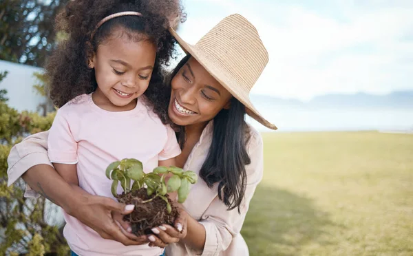 Ogrodnictwo Matka Dziecko Roślin Rękach Uczenia Się Umiejętności Środowiskowych Organicznych — Zdjęcie stockowe
