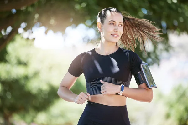 Correr Fitness Mujer Con Ejercicio Entrenamiento Bienestar Con Cardio Salud —  Fotos de Stock