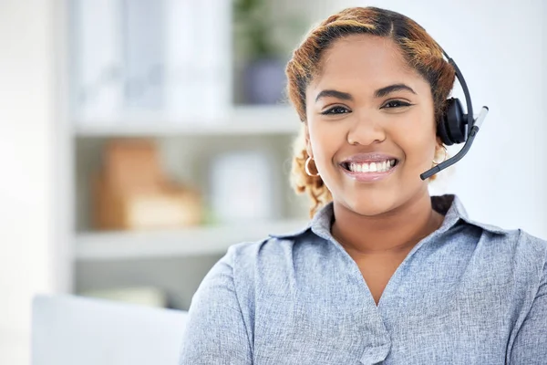 Call Center Portrait Smile Woman Telemarketing Customer Service Support Face — Stock Photo, Image