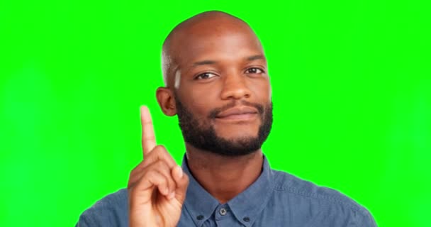 Retrato Gesto Mão Não Com Homem Negro Fundo Tela Verde — Vídeo de Stock