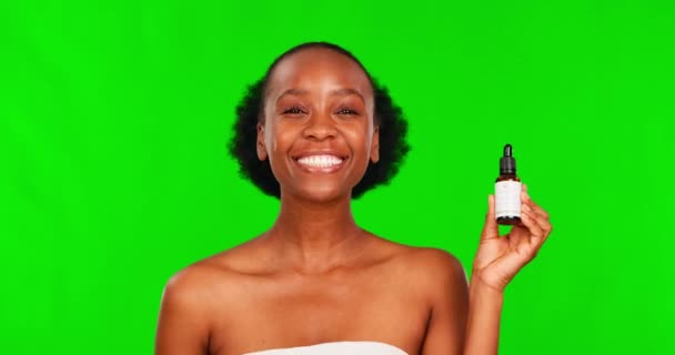 Belleza Producto Marketing Con Una Mujer Negra Fondo Pantalla Verde — Vídeos de Stock