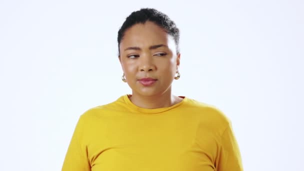 Cara Mujer Negra Sorpresa Con Shock Wow Ansiedad Con Dama — Vídeo de stock