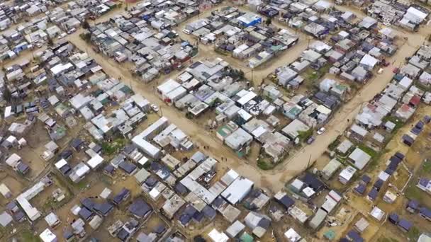 Bâtiments Cantons Drones Cabanes Afrique Sud Gugulethu Dans Quartier Extérieur — Video