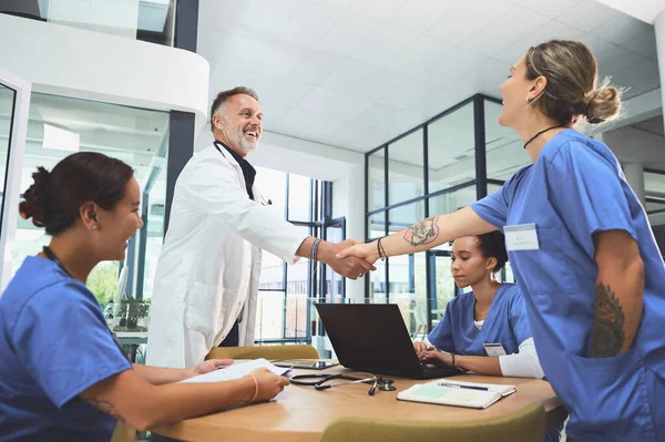 Thrilled Have You Join Our Team Doctors Shaking Hands Meeting — Stock Photo, Image