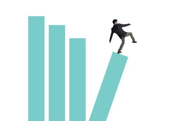 Economic Earthquake 2020 Businessman Balancing Top Graph White Background — Stock Photo, Image