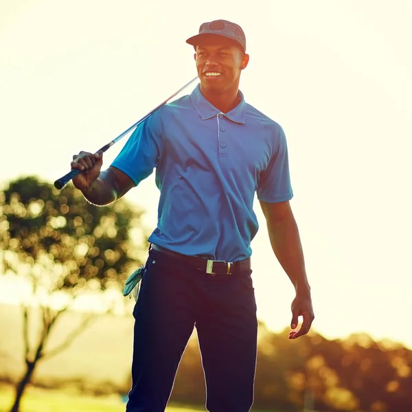 Klaar Voor Wat Golf Actie Een Jonge Man Die Golf — Stockfoto
