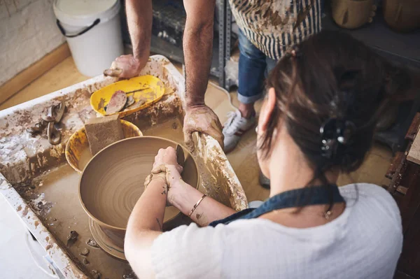 Working Clay Comes Many Rewards Unrecognisable Woman Working Clay Pottery — Stock Photo, Image