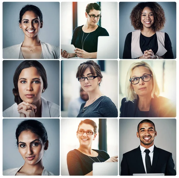 Объединяет Общий Успех Композиционный Портрет Группы Разнообразных Предпринимателей — стоковое фото