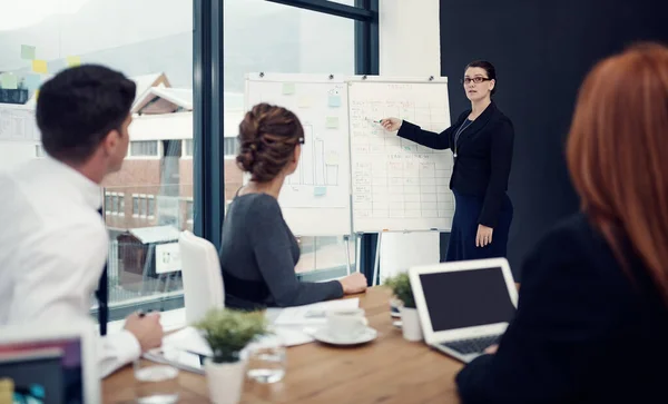 Some Further Suggestions Businesswoman Giving Presentation Her Colleagues Office — Stock Photo, Image