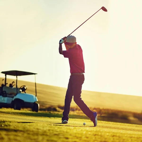 Technique Golfing Legends Made Young Man Playing Golf — Stock Photo, Image