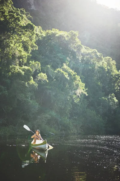Take Anything Else Young Woman Out Kayaking Lake — Stock Photo, Image
