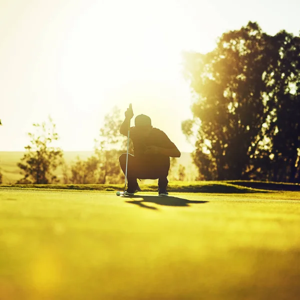 Cada Jugador Golf Tan Bueno Como Último Putt Joven Mirando — Foto de Stock