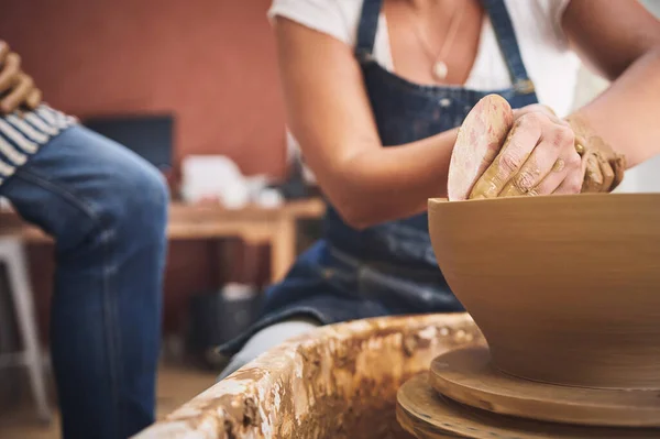 Theres Something Art Feeds Soul Unrecognisable Woman Working Clay Pottery — Stock Photo, Image