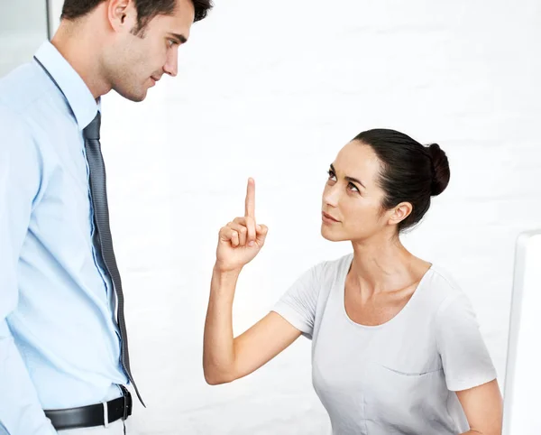 Dont Push Boundaries Two Young Business Colleagues Having Disagreement Work — Stock Photo, Image